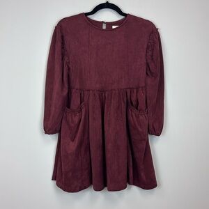 Chelsea & Violet Maroon Burgundy Suede Dress With Pockets Girls Medium